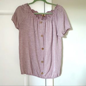 Pale Red and White Style Blouse